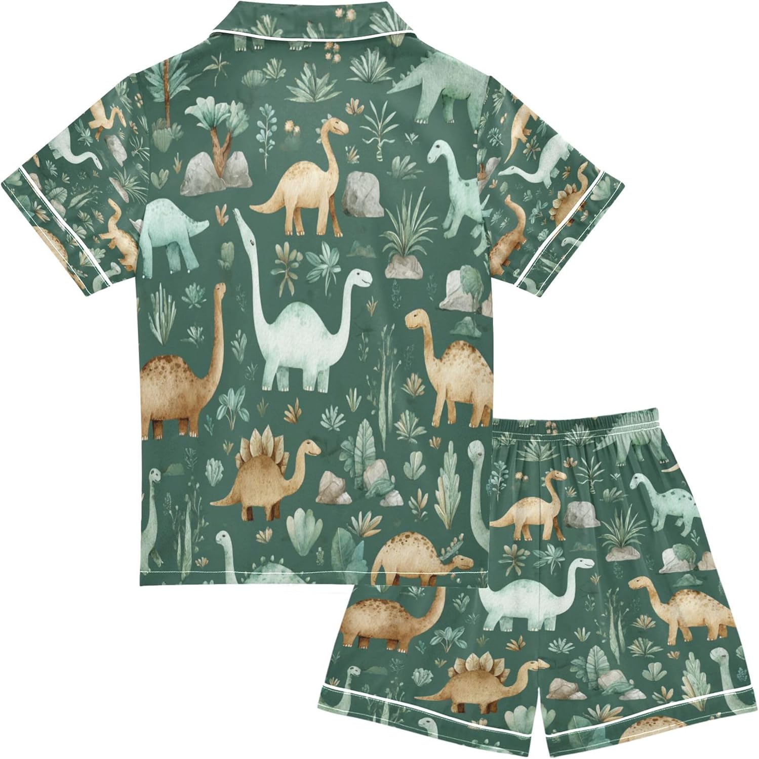 Silk Pajama Sets Short Sleeve Pajamas Soft Sleepwear 2 Piece Pjs Set