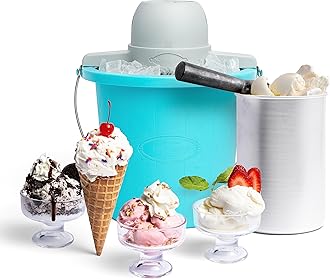 Nostalgia Electric Ice Cream Maker - Old Fashioned Soft Serve Ice Cream Machine Makes Frozen Yogurt or Gelato in Minutes - Fun Kitchen Appliance - Blue - 4 Quart