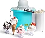 Nostalgia Electric Ice Cream Maker - Old Fashioned Soft Serve Ice Cream Machine Makes Frozen Yogurt or Gelato in Minutes - Fun Kitchen Appliance - Blue - 4 Quart