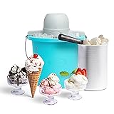Nostalgia Electric Ice Cream Maker - Old Fashioned Soft Serve Ice Cream Machine Makes Frozen Yogurt or Gelato in Minutes - Fun Kitchen Appliance - Blue - 4 Quart 4 Qt Blue