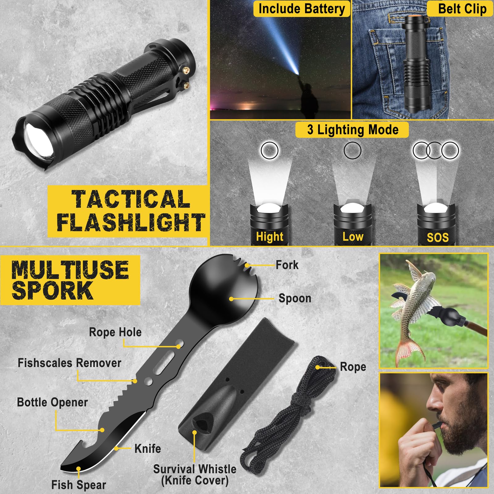 Kit De Survie 13 En 1 – Cadeau Noël Homme – Équipement Outdoor