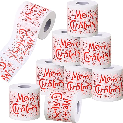 Patelai 8 piezas de papel higiénico de Navidad a granel de rollos de papel higiénico de colores, renos, divertido papel higiénico para regalo de