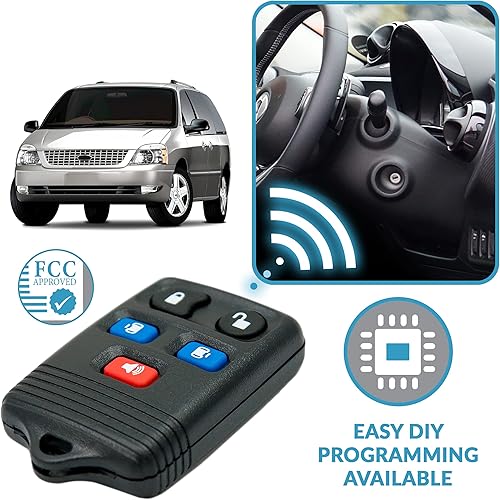 Miniatura 5 de Keyless2Go Repuesto para llavero remoto de entrada sin llave para vehículos seleccionados Freestar Windstar Monterey Blackwood que utilizan