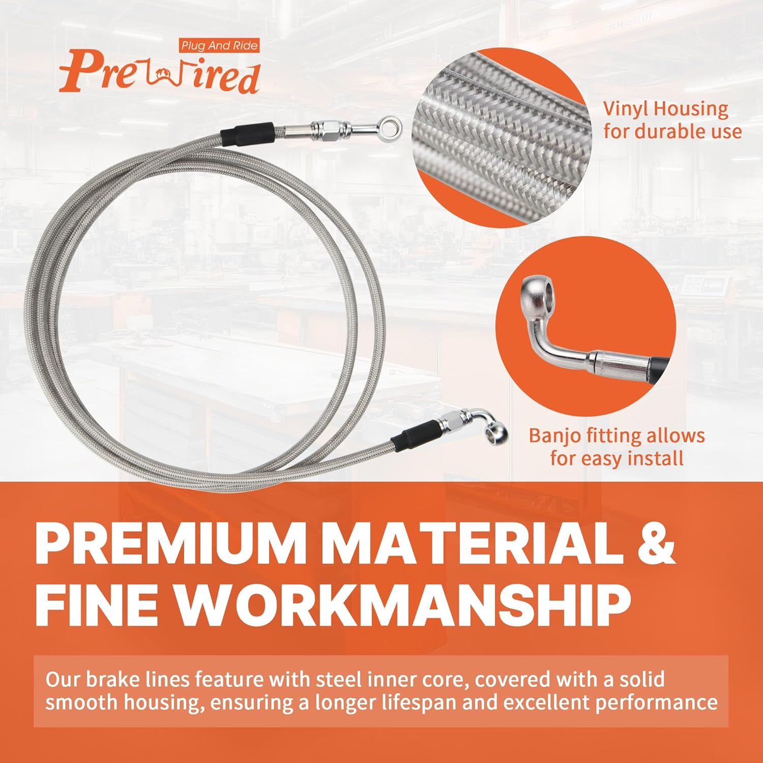 12" Touring Handlebar Cables Extended Brake Line & Front Turn Signals Extension Wire Harness Kit & CAN-Bus & TBW Wires for 2014-2015 Harley Road King/Street Glide/Road Glide with ABS,Silver