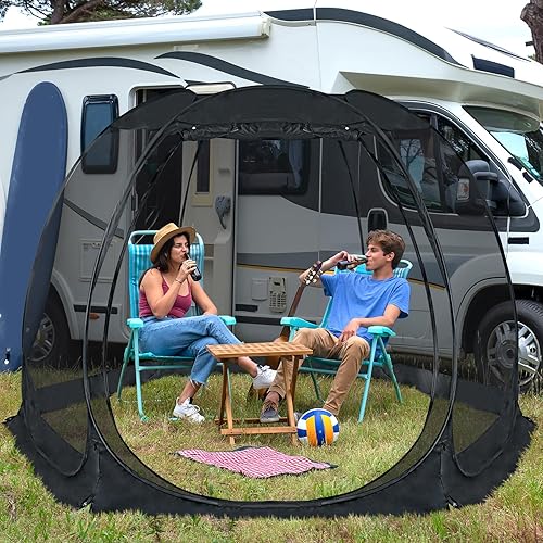 Miniatura 7 de Alvantor - Tienda de campaña con toldo y mosquitero desplegable para 6, 10 y 15 personas, refugio solar instantáneo, resistente a los rayos Negro