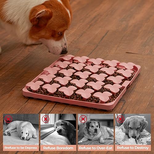 Miniatura 5 de Puzzle Feeder Tapete de olfateo para perros, tapete para lamer perros para comer más lento, juguetes de rompecabezas para perros de razas grandes y