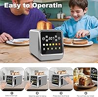 Vista 6 de Tostadora de pantalla táctil de 2 rebanadas, tostadoras de bagel con pantalla LCD, tostadoras digitales inteligentes de acero inoxidable con tostada