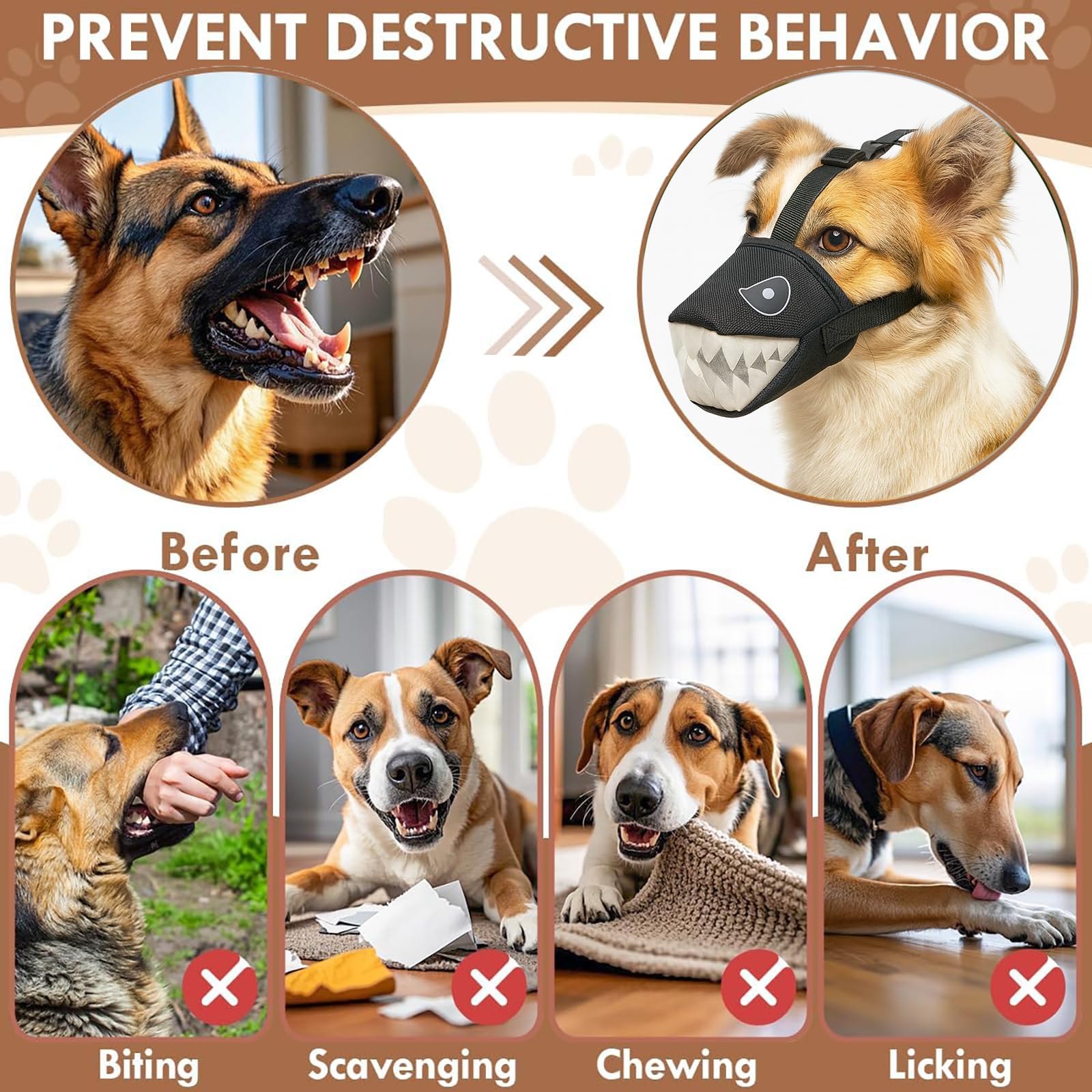 Colenumone Dog Muzzle Shark Design - Image 4