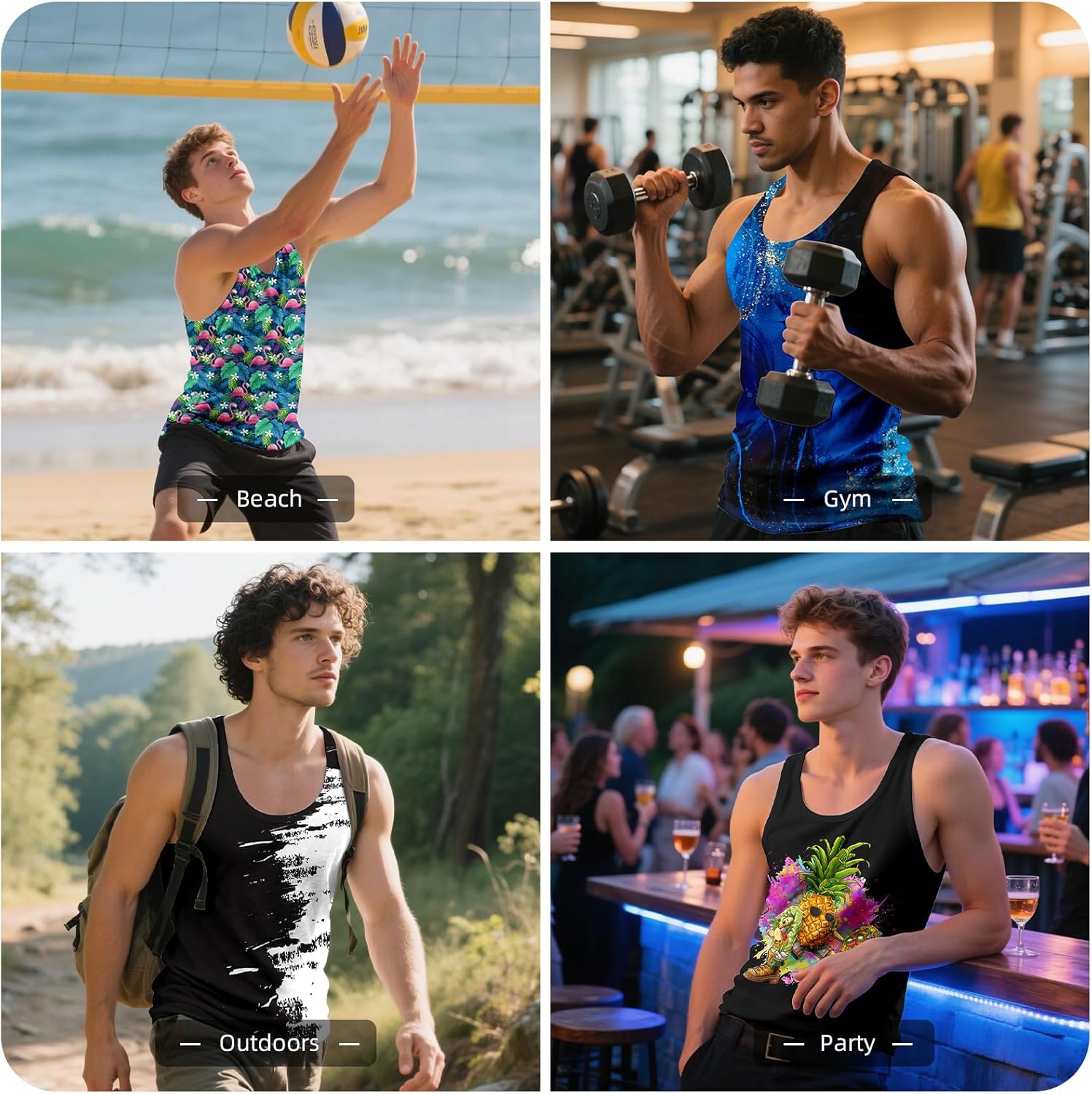 Men's 3D PrintT Tank Top, Graphic Sleeveless Shirts, Summer Tops, Quick Dry, Beach Sport T-Shirts - Image 5