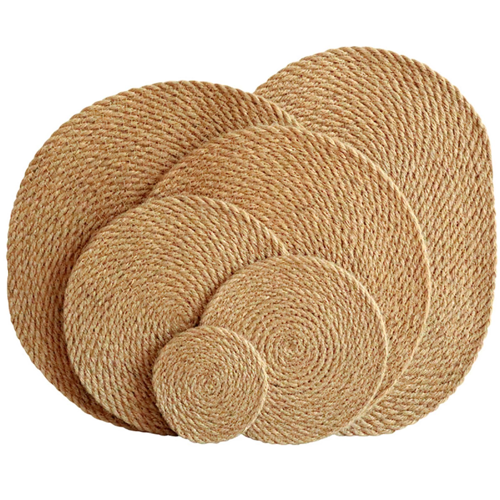 Podkładka pod talerz TEmkin Farmhouse Linen Weaving | Podkładki pod talerze w rustykalnym stylu | Okrągłe, izolujące podkładki chroniące przed oparzeniami do codziennego użytku i na przyjęci