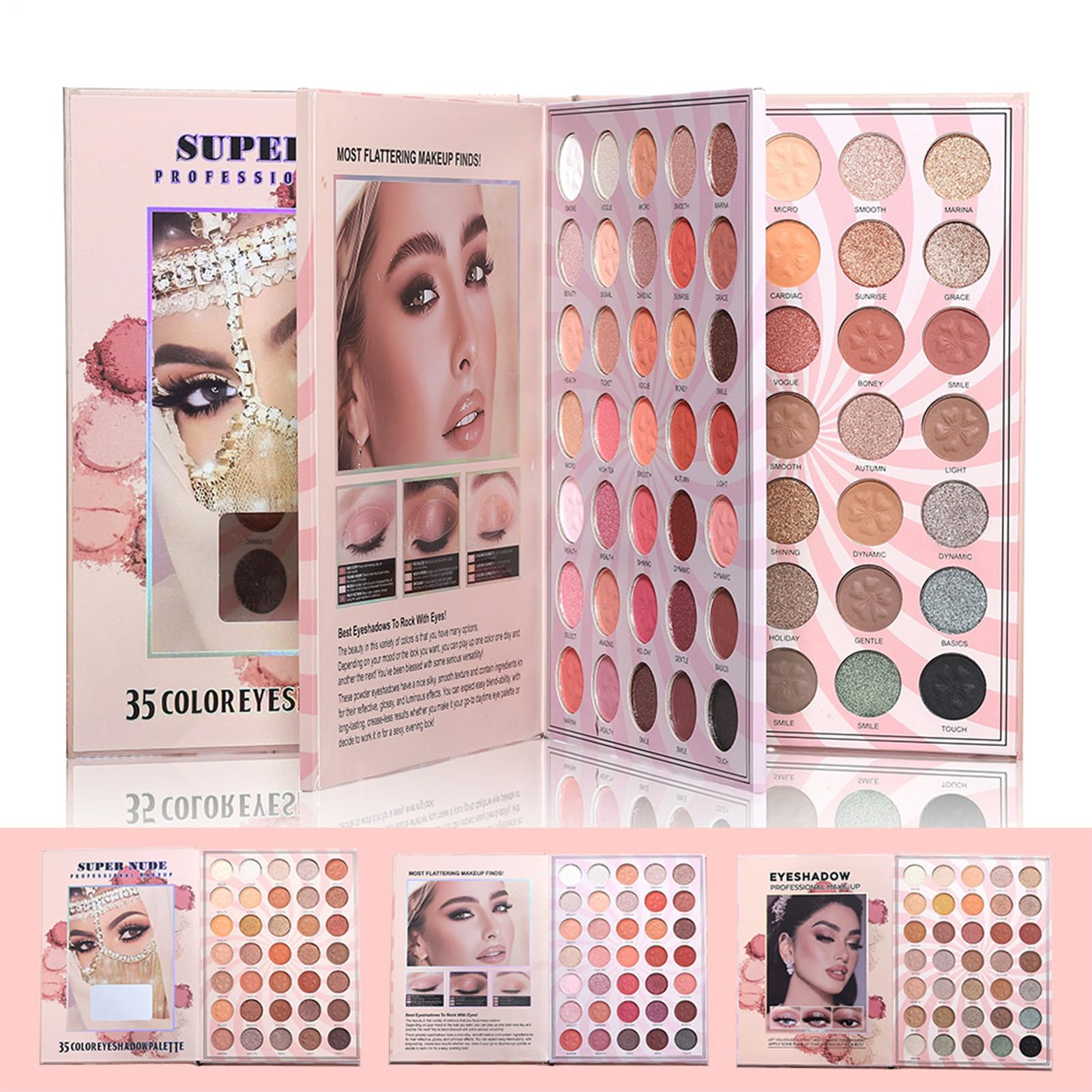 Palette di ombretti - 105 colori impermeabili - Palette di ombretti a forma di libro | Kit di bellezza professionale, occhiali da sole lunghi, set di designer di look creato
