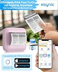 eSynic Portable Mini Sticker Printer-1200mAh Rechargeable Battery-Bluetooth Mini Printer-Lnkless Printing-210DPI Print Resolution-5 Roll Adhesive & 5 Thermal Paper-6*Color Pen-for Notes/Stickers/Photo