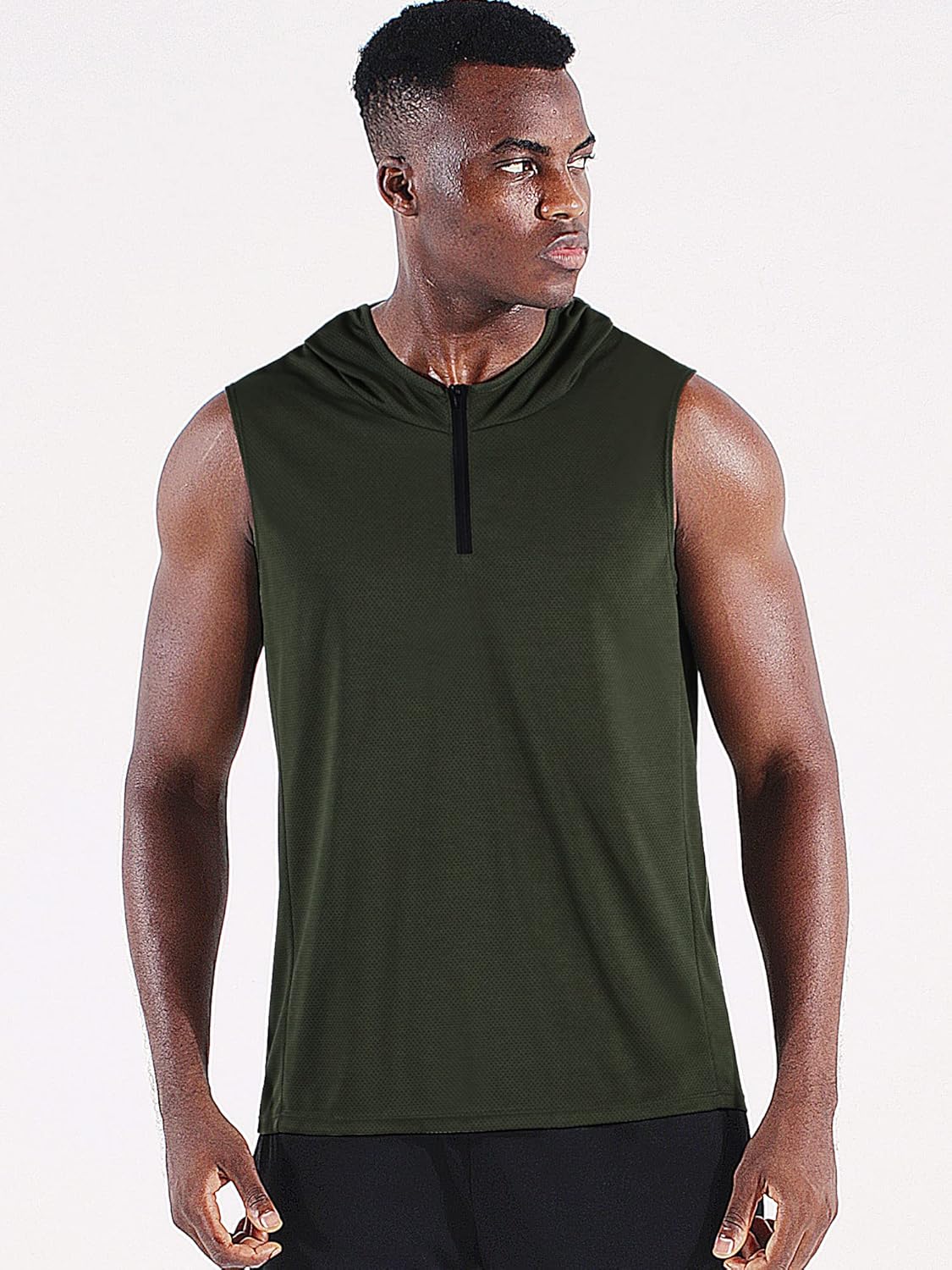 Neleus Men's Running Tank Tops 3 Pack Sleeveless Workout Athletic Shirts with Hoods - Image 2