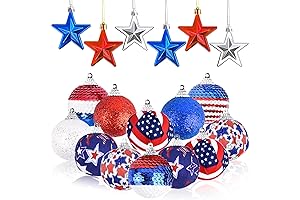 WXJ13 18 Pieces Patriotic Sequin Hanging Balls 4th of July Tree Decorations