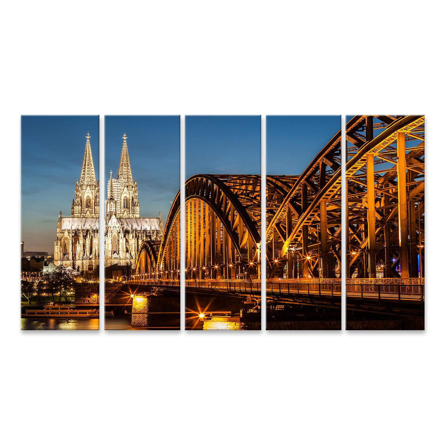 islandburner a imagen sobre lienzo Puente de Hohenzollern y Catedral de Colonia en el atardecer imágenes murales carteles