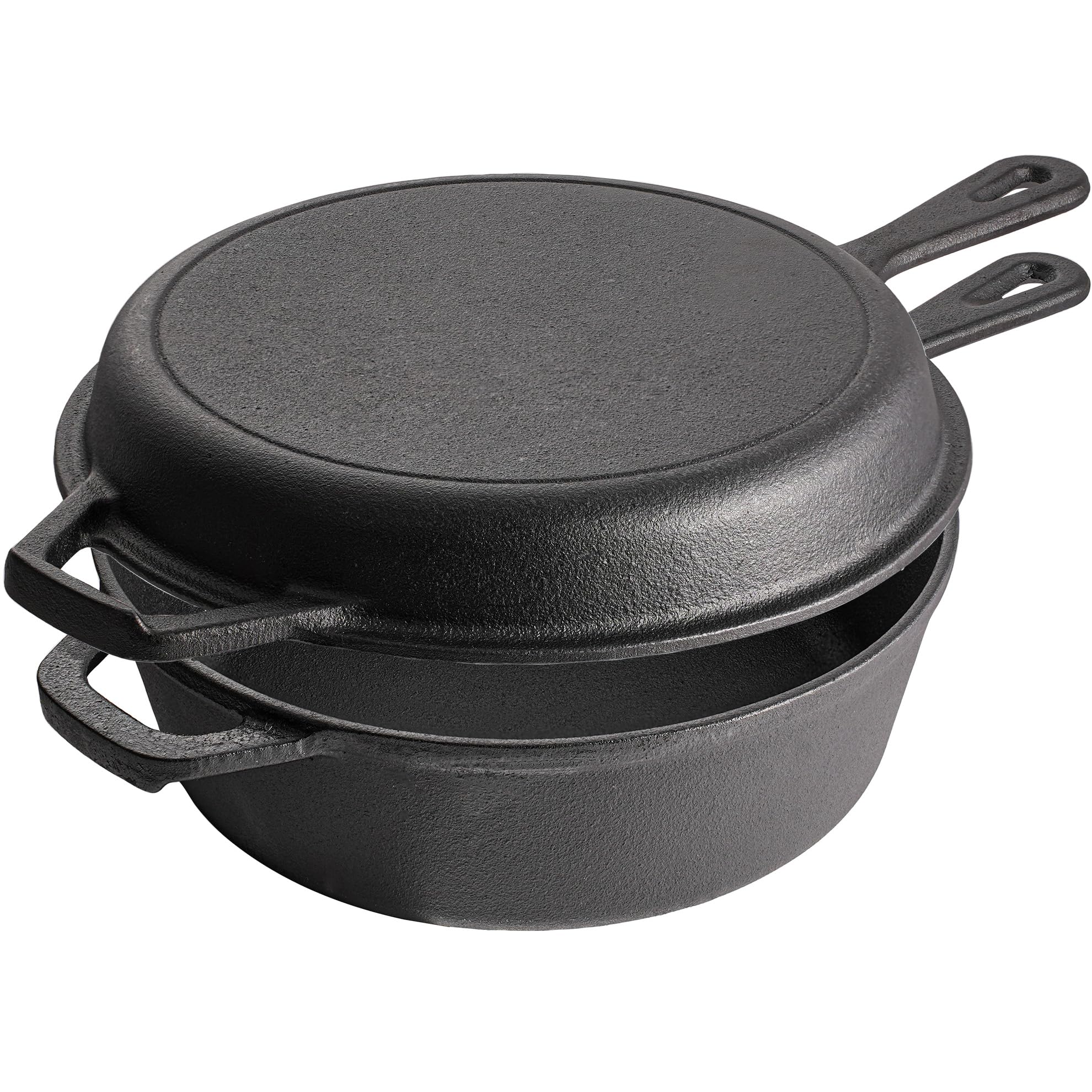 Vivicreate 2 in 1 Cast Iron Dutch Oven Pot with Skillet Lid Pre Seasoned Multi Cooker for Baking Frying Roasting Camping Compatible with All Stoves olla de hierro fundido sartén
