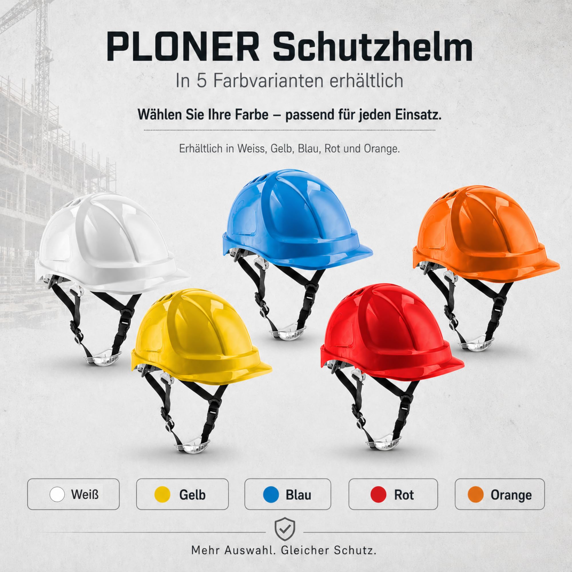 HÖGERT TECHNIK Casque de protection, casque de chantier en ABS, EN 397, système à cliquet, ventilation, mentonnière, casque de travail pour chantier et industrie, casque de sécurité réglable