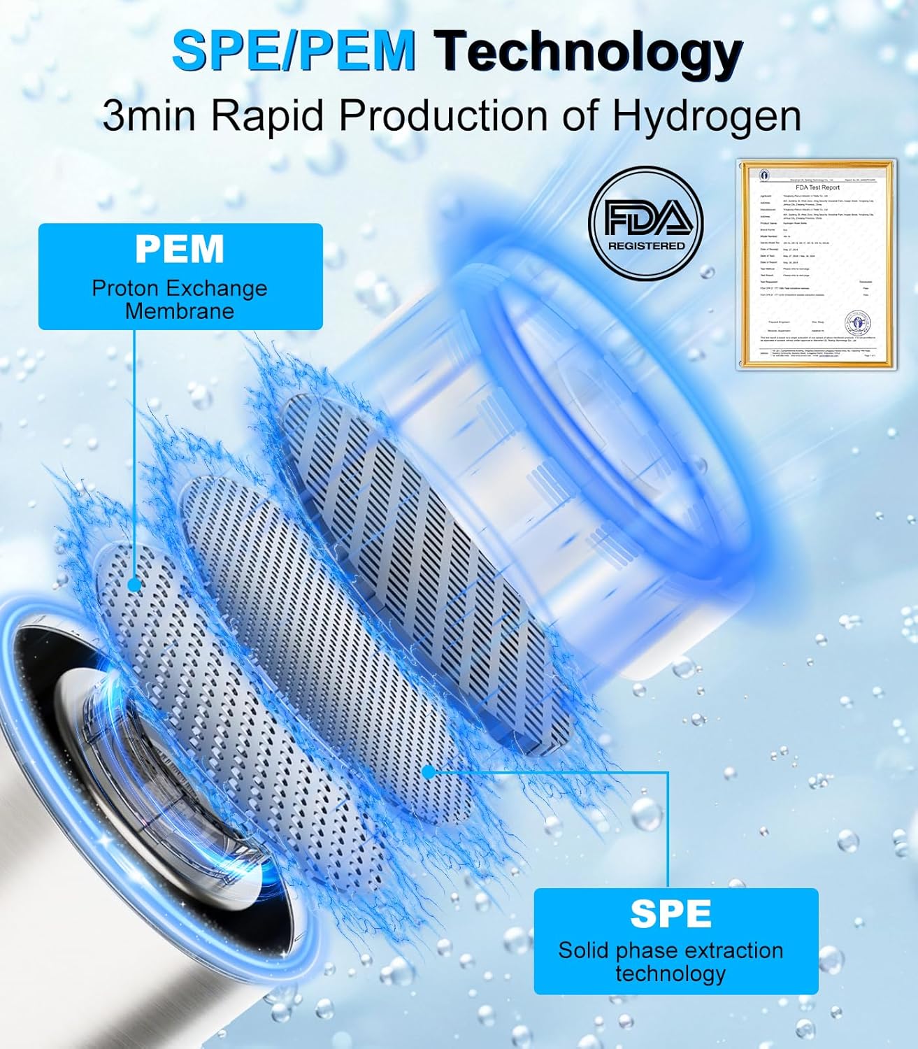 2026 Upgrade Hydrogen Water Bottle Generator, Up to 4000+ PPB, SPE+PEM Tech, Rechargeable 16OZ Hydrogen Water Ionizer Machine, for Home, Office, Travel, Fitness Drinking– Gift for Family & Friends - Image 3