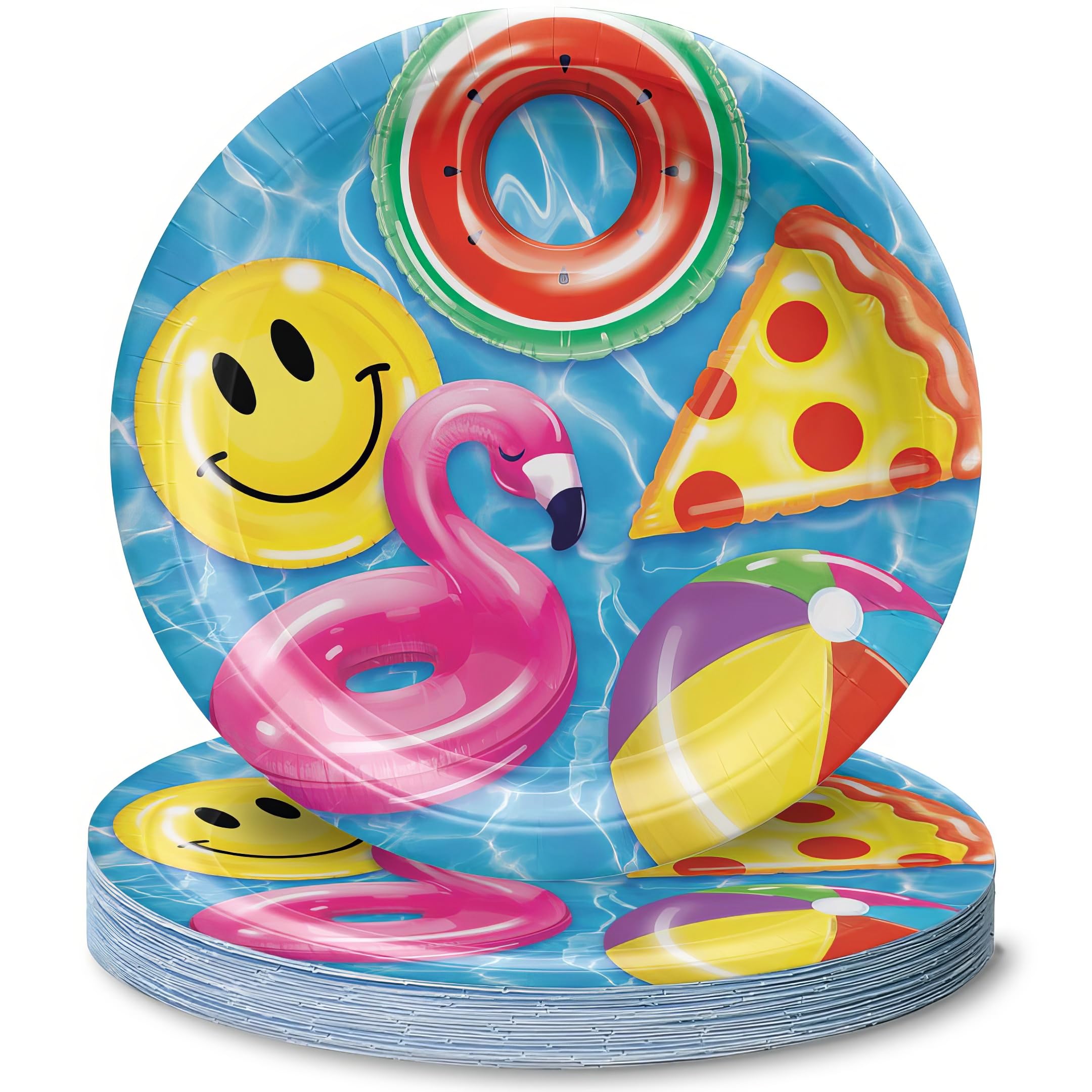 amscan Bezaubernde, bunte runde Papierteller, 25,4 cm, langlebiges und lebendiges Design, perfekt für Sommerveranstaltungen, 20 Stück