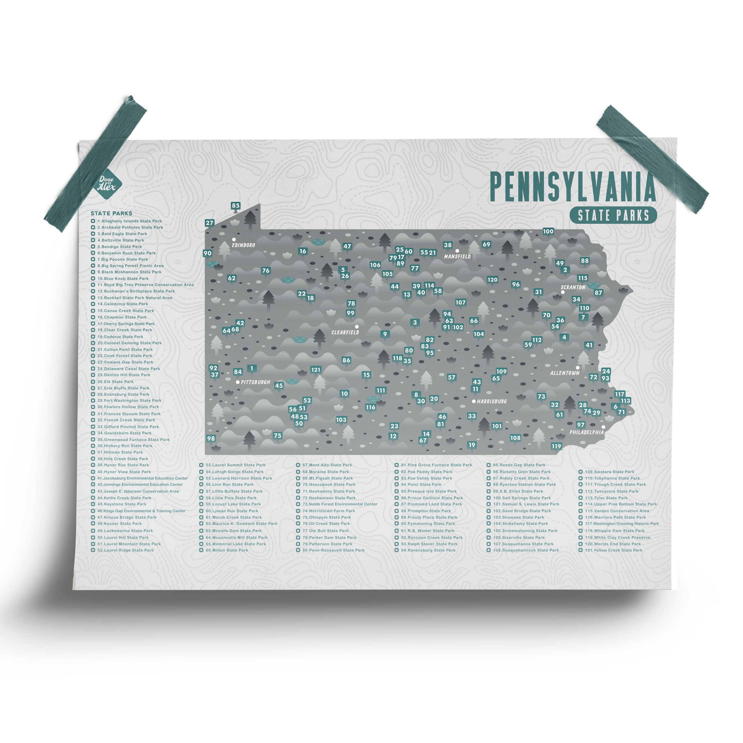 Pennsylvania State Park Map - Checklist