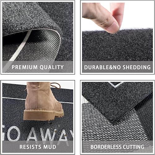 Miniatura 25 de JJUUYOU Tapete para puerta delantera, entrada exterior, duradero, tapete de bienvenida para interiores y exteriores, antideslizante, divertido