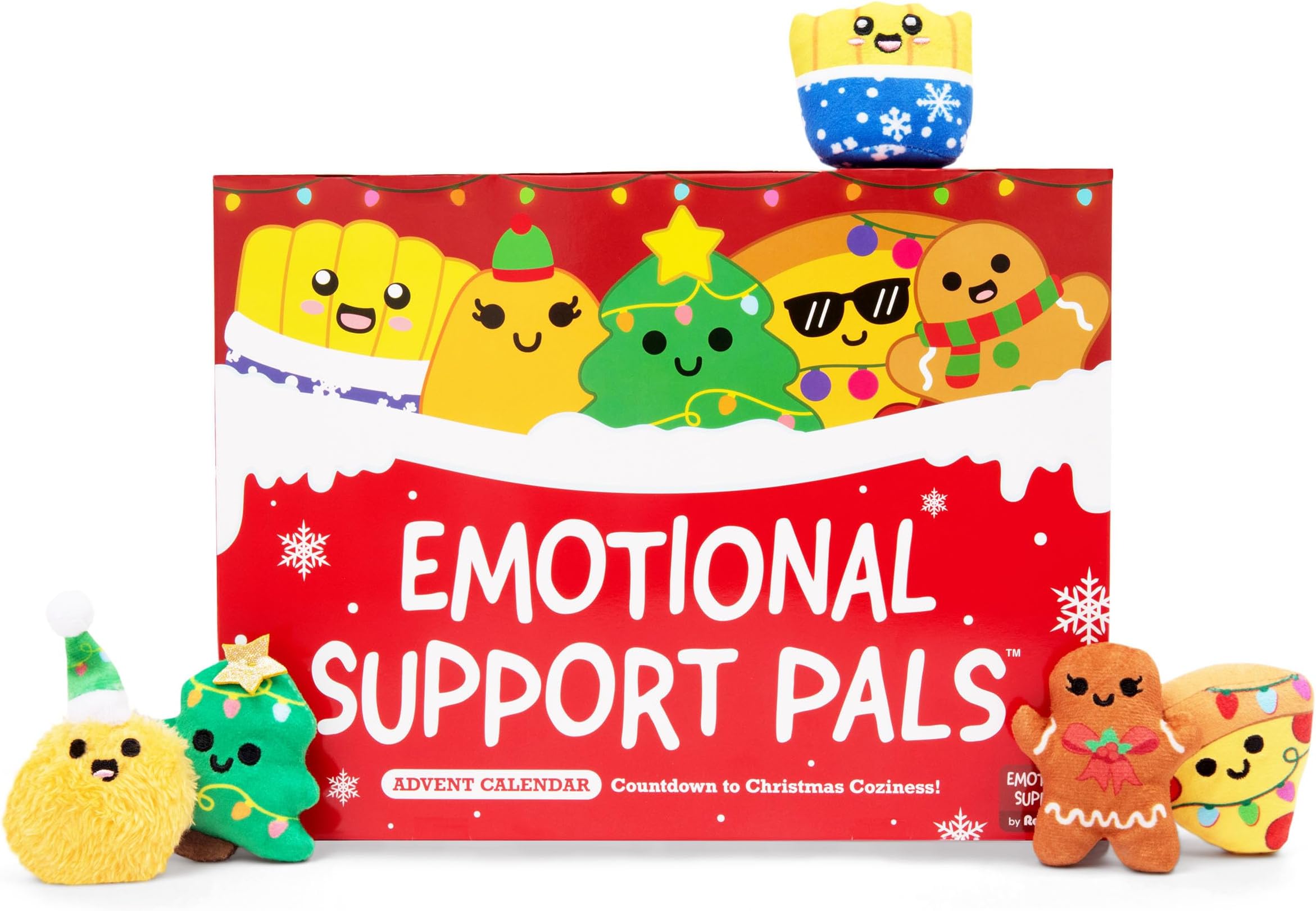 Emotional Support Plush Advent Calendar by Relatable for Kids or Teens, Contains 25 Mini Collectible Plushies Including Fries, Gingerbread, and Nugget Plush Toys, Stocking Stuffers for Kids