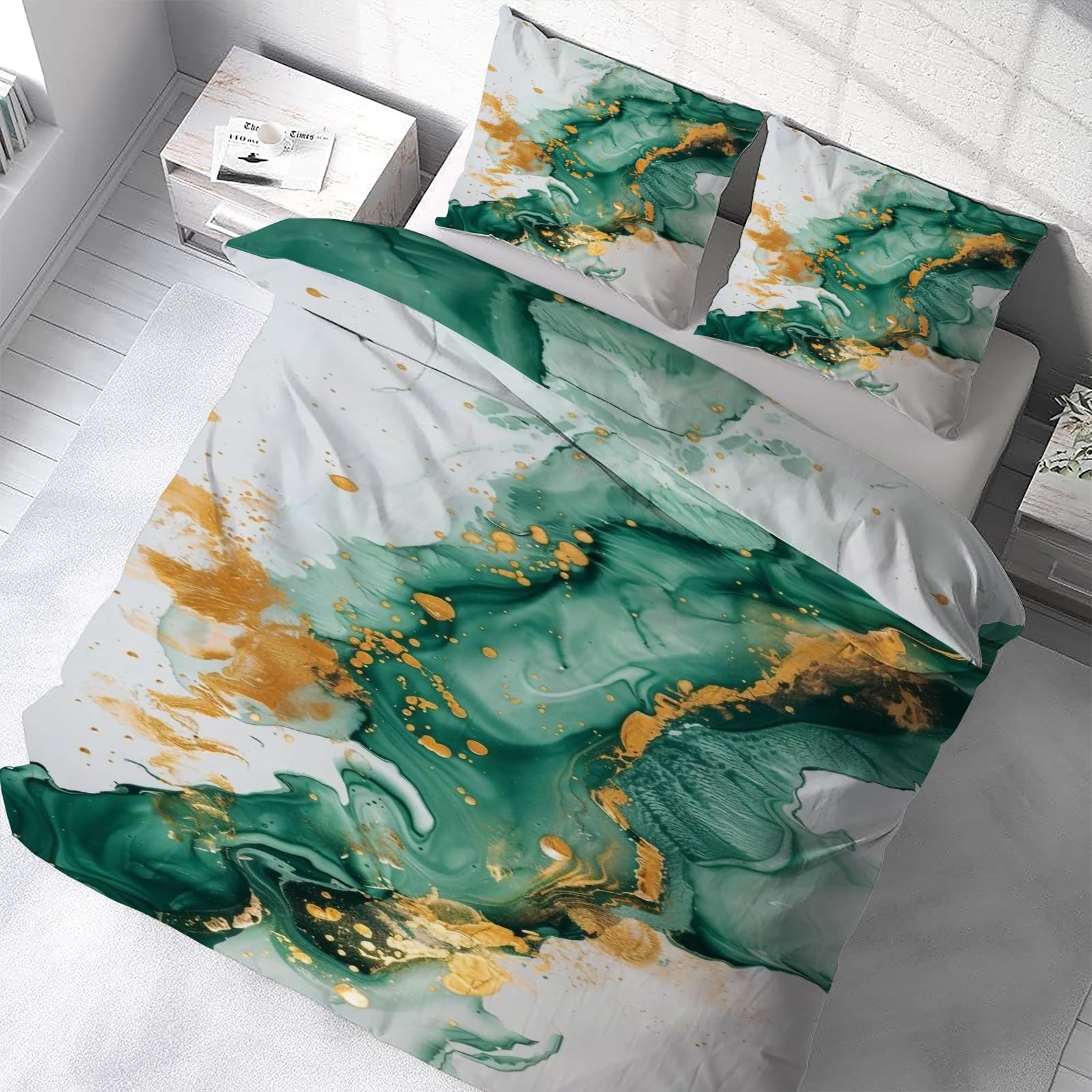 Housse de couette 220x240 cm bicolore avec ses 2 taies d'oreiller 65x65 cm