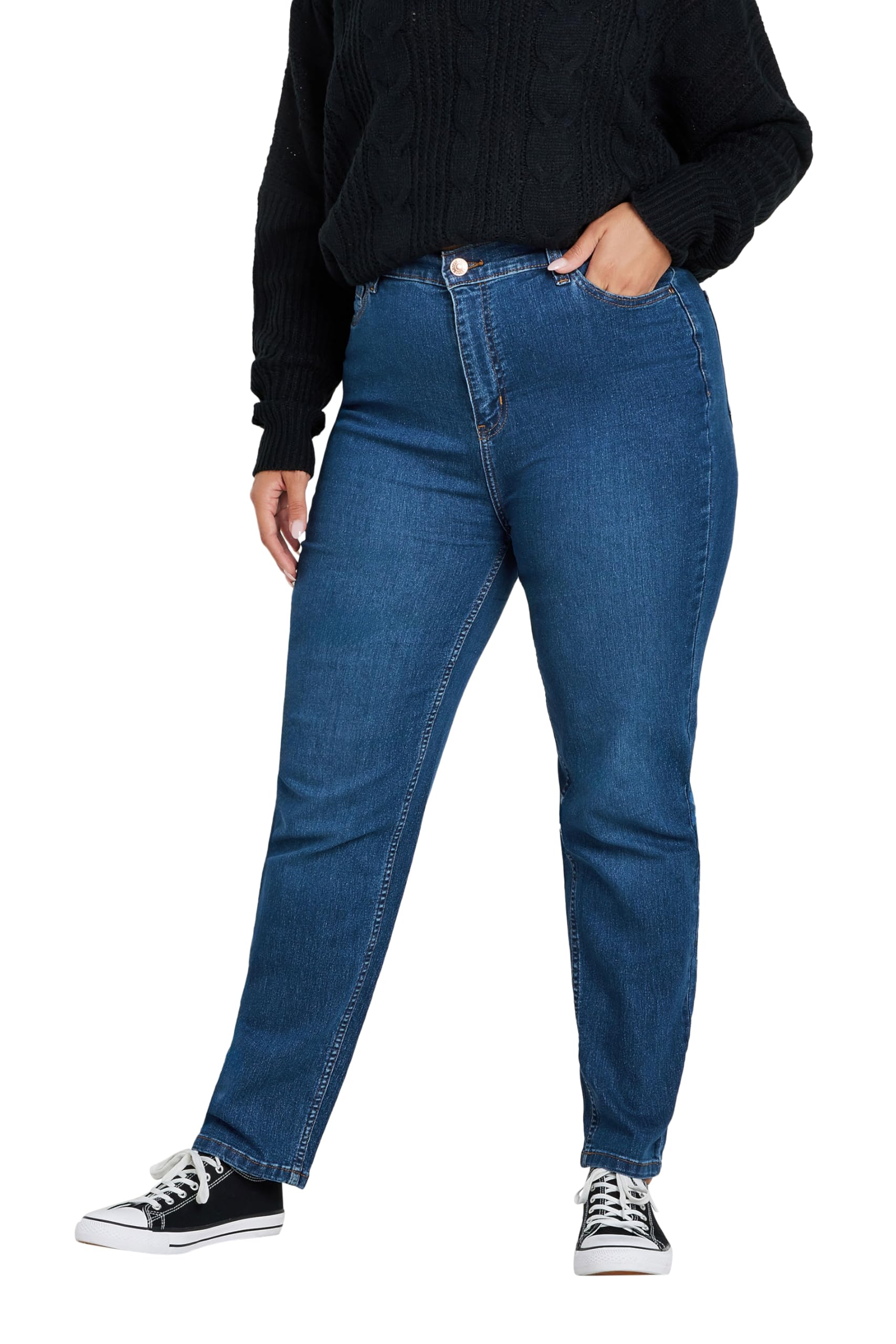 Yours Curve Mid Straight Leg Ruby Jeans - Women's - Plus Size Curve