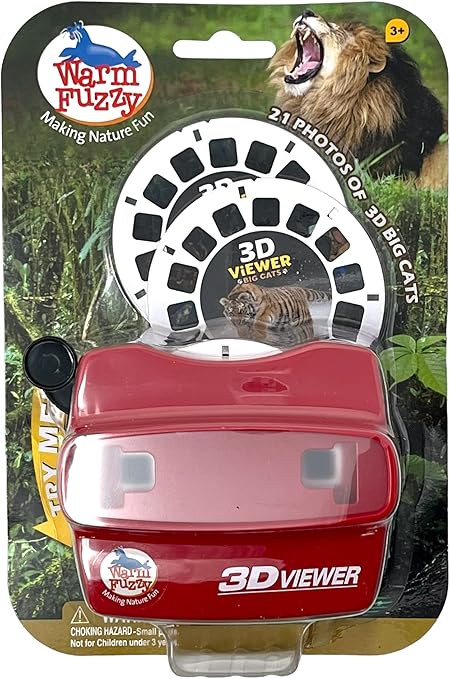 WARM FUZZY Toys 3D Viewer (Big Cats) T-214BC - Perfect for at Home or in The Classroom. Images of Lions, Tigers, Cheetahs, Leopards and More on 3 Photo Discs!