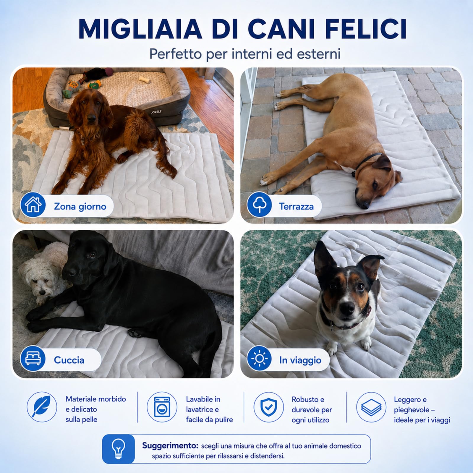 Tappetino Refrigerante per Cani Kobolaf, Lavabile e Pieghevole (XL)
