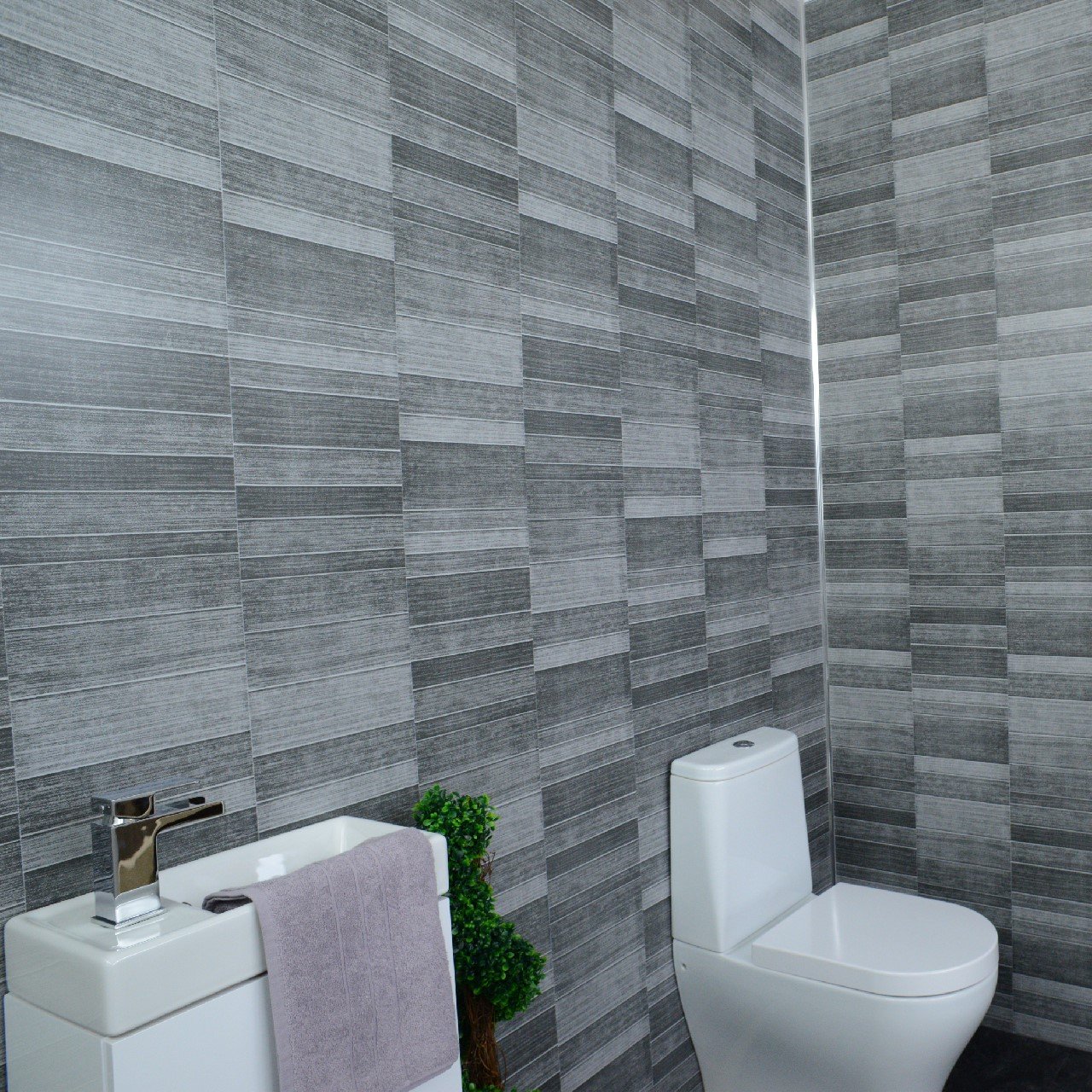 Buy Claddtech Dark grey bathroom wall panels splashbacks small tile