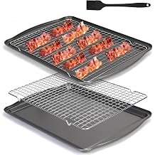 Baking Sheet with Wire Rack, 17" x 12" Nonstick Cookie Sheets Pan Oven Tray
