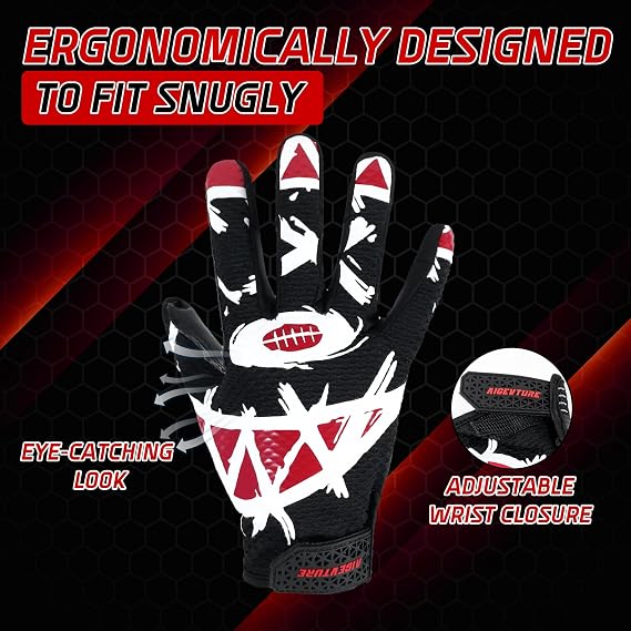 AIGEVTURE Youth Football Gloves Kids Receiver Gloves Sticky Football Gloves for Boys Girls