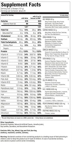 Miniatura 18 de Ultimate Nutrition ISO Mass Xtreme Gainer, polvo de proteína para ganar peso con creatina, 2.16 onzas de proteína, proteína aislada de suero en