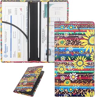 Car Registration and Insurance Card Holder with Magnetic Closure, Premium PU Leather License Registration Holder for Driver License, Insurance Card, Paperwork, Men & Women (Sunflower 1)