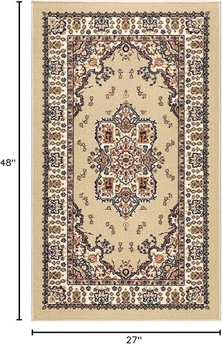 Miniatura 2 de Antep Rugs - Alfombras orientales tradicionales 2 x 4 antideslizantes (no se deslizan) de bajo perfil con respaldo de goma para cocinas (beige, 2