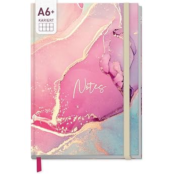 H fft paper&you Notebook Squared A6+ with Elastic Band Silky Pink