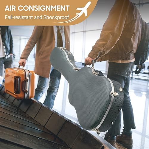 Miniatura 14 de CAHAYA Funda rígida para guitarra acústica de 41 pulgadas, bolsa de guitarra ABS impermeable, acolchado de 0.6 pulgadas de grosor para guitarras