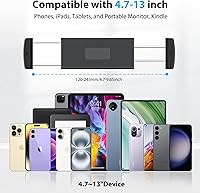 Vista 5 de Tablet Desk Stand Holder, Extendable Arm Table Mount for iPad, Aluminum 360° Rotating Bracket with Metal Base, Compatible with 4.7-13 Inch Tablets