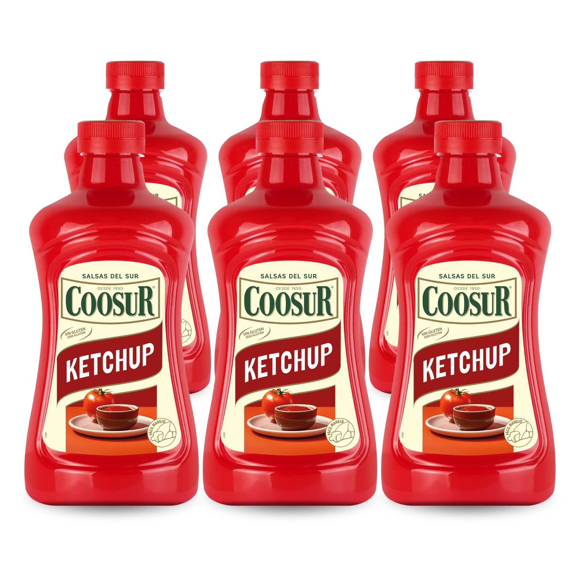 COOSUR Pack Kétchup Receta Tradicional. 6 unidades de 1850 g. Elaborado con tomates españoles.