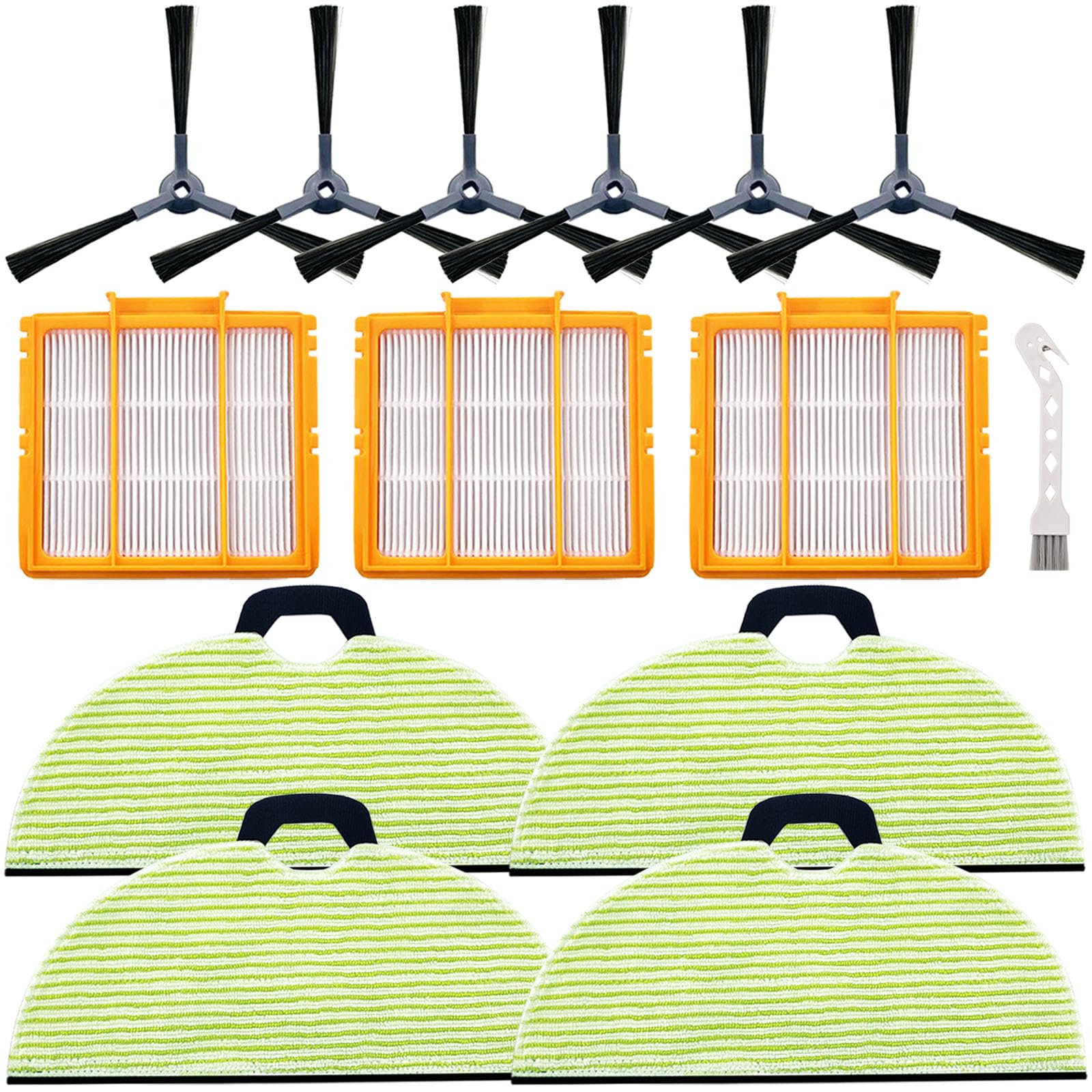 RV2610WA Replacement Parts Compatible with Shark RRV2610WA AV2610WA RV2620WD AV2620WD RV2610WD RV2610WD RV2610WFUS RV2410WD AI Ultra 2- in-1 Robot Vacuum, 4 Mop Pads, 3 Filters, 6 Side Brush