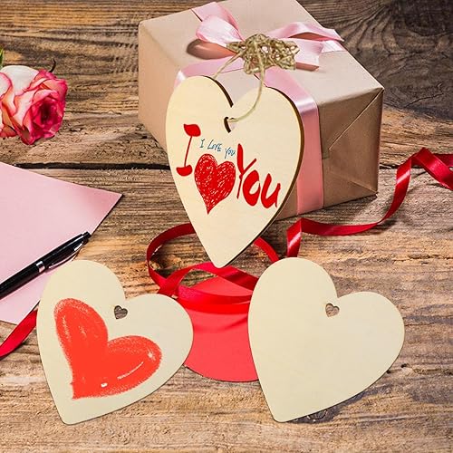 Miniatura 4 de Tmflexe Tmflexe - 50 adornos de madera sin terminar de San Valentín en forma de corazón, regalo de manualidades para el Día de la Madre, paquete de
