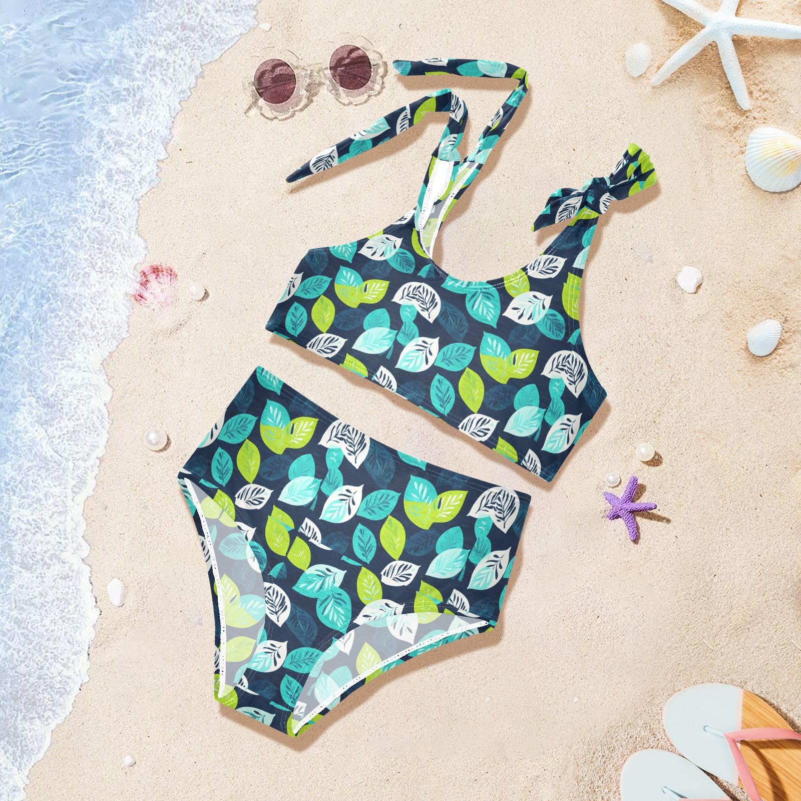 Leaf Girls Tankini Swim Set, Two Piece Swimsuits Summer Bikini Swimwear Set for Girls, 4T Multicoloured