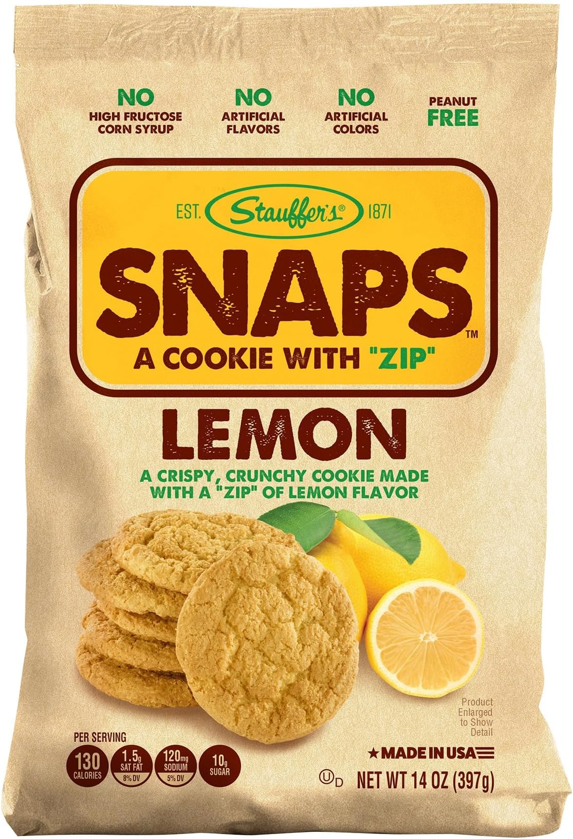 Lemon SNAPS Cookies - 14oz Bag - Lemon Flavored Cookies with No High Fructose Corn Syrup, Artificial Flavors or Colors