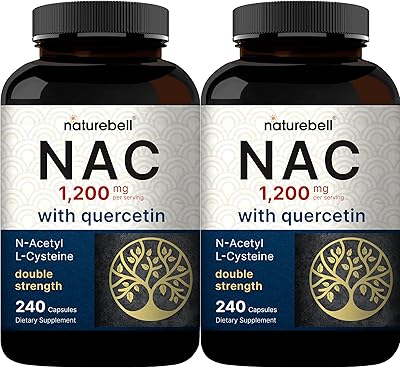 2 Pack NAC Supplement N-Acetyl Cysteine with Quercetin, 1,200mg Per Serving, 480 Capsules | Double Strength Antioxidant Support for Immune, Liver, Lung Health Non-GMO