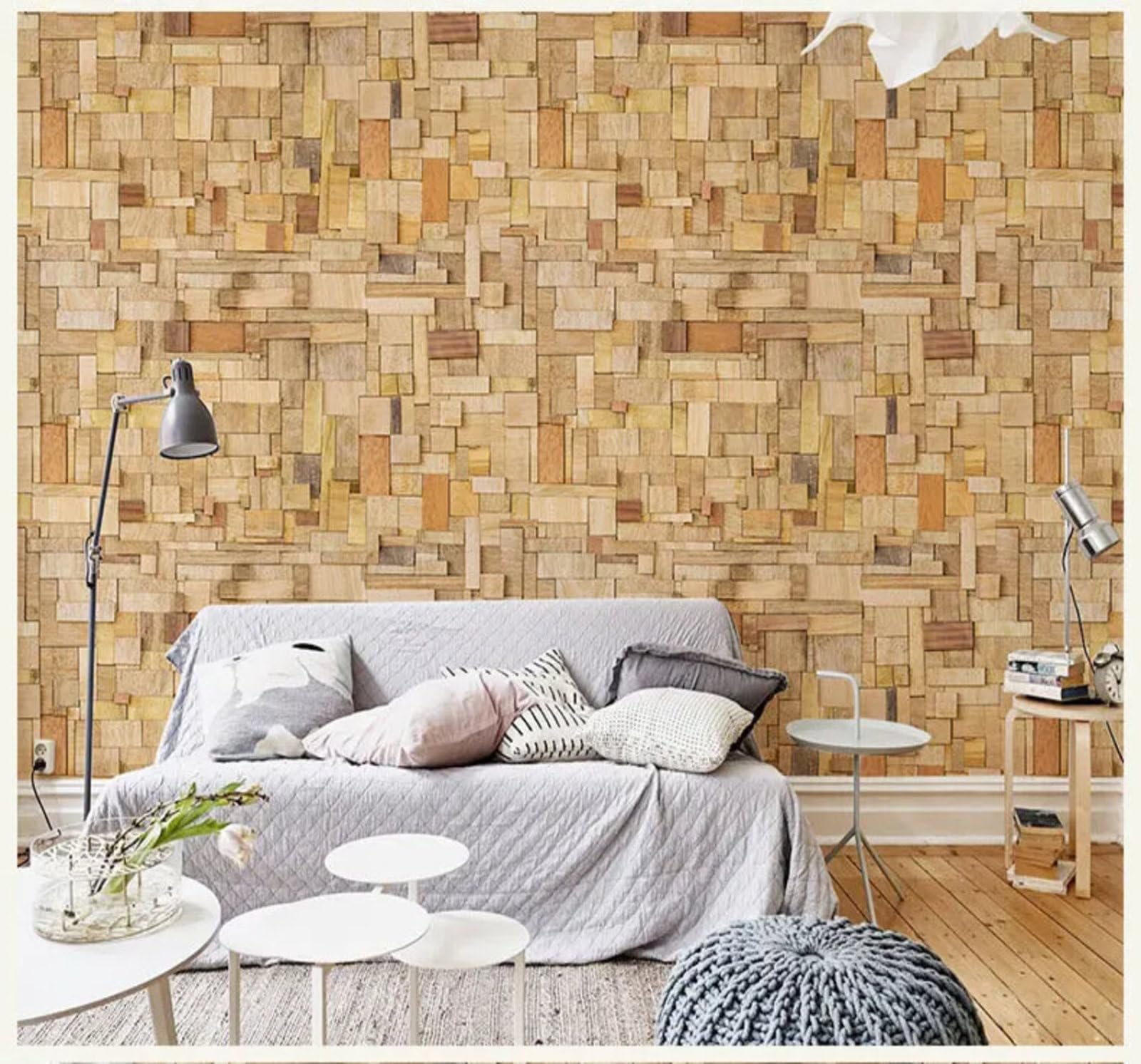 Tzxztt Minimalist Retro Woodgrain Pattern Unique Modern 3D Wallpaper Premium Textured Silk Neutral Tones Material Ideal for Living Room Bedroom-430cm×300cm