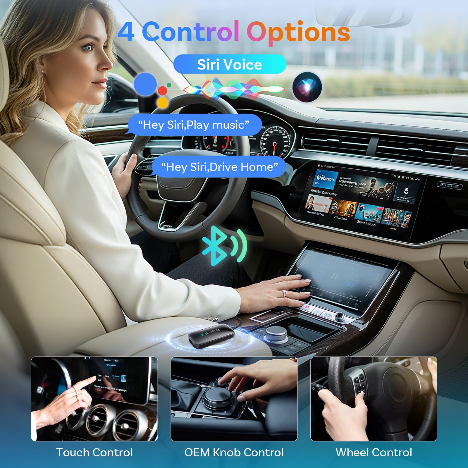 OTTOCAST Play2video Ultra 2026 AI Box, bezprzewodowy adapter samochodowy CarPlay i Android z YouTube, Prime Video, WiFi 6, Plug & Play, 4 GB + 32 GB do samochodów z przewodowym CarPlay od