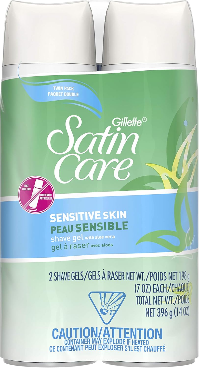 Gillette Satin Care Sensitive Skin Shave Gel for Women 7 Oz (Packaging