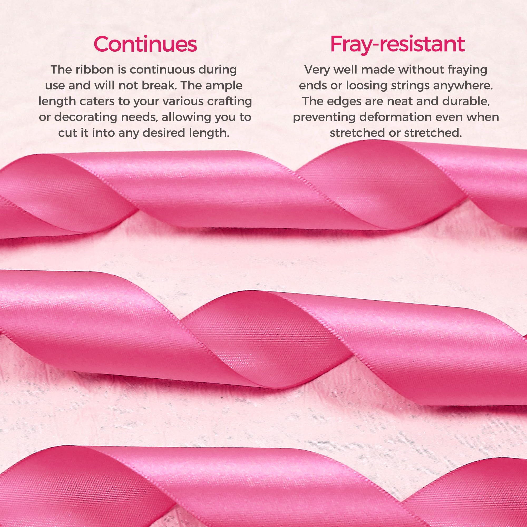Kryvus Hot Pink Satin Ribbon, 6mm x 22M Single Face Hot Pink Ribbon - Image 4