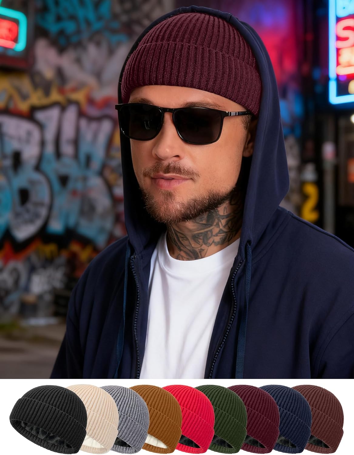 Fleece Lined Wool Fisherman Beanie for Men Women, Thermal Skull Cap Winter Hats, Cold Weather Warm Knit Cuffed Cap - Image 7